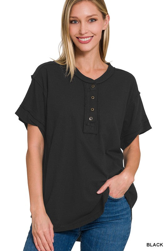 Zenana Button Closure Top