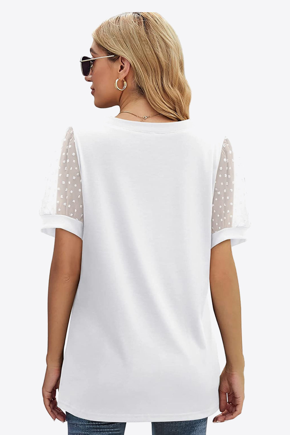 Swiss Dot Puff Sleeve Tee